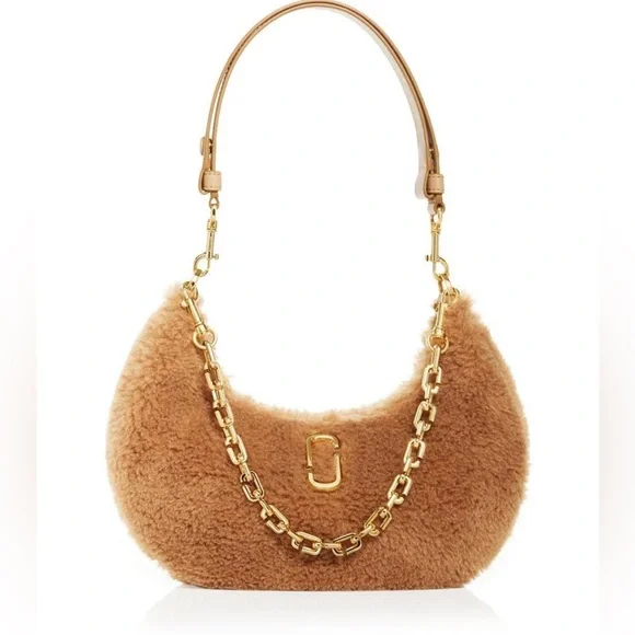 NWT MARC JACOBS The Teddy J Marc Curve Shoulder Bag Camel